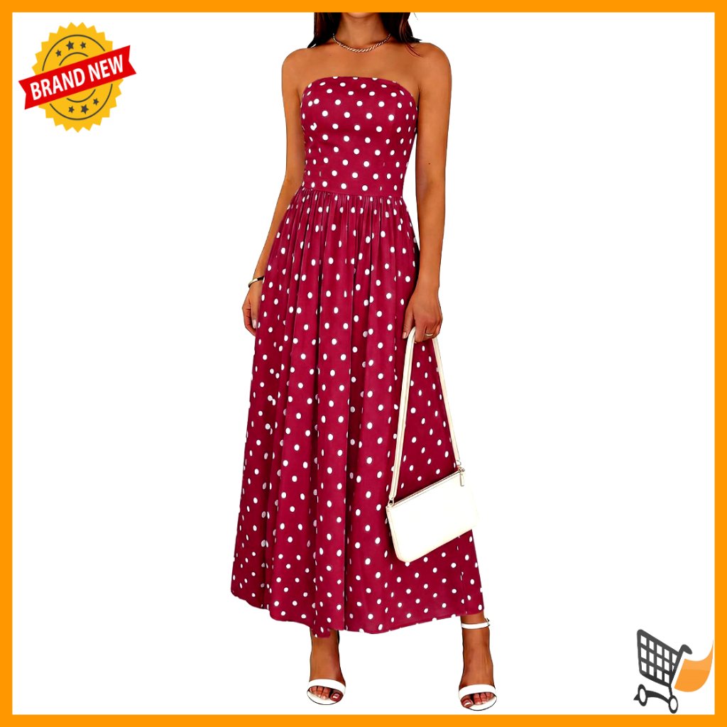Strapless Maxi Dress With Pockets, Smocked Tube Top, Summer Casual